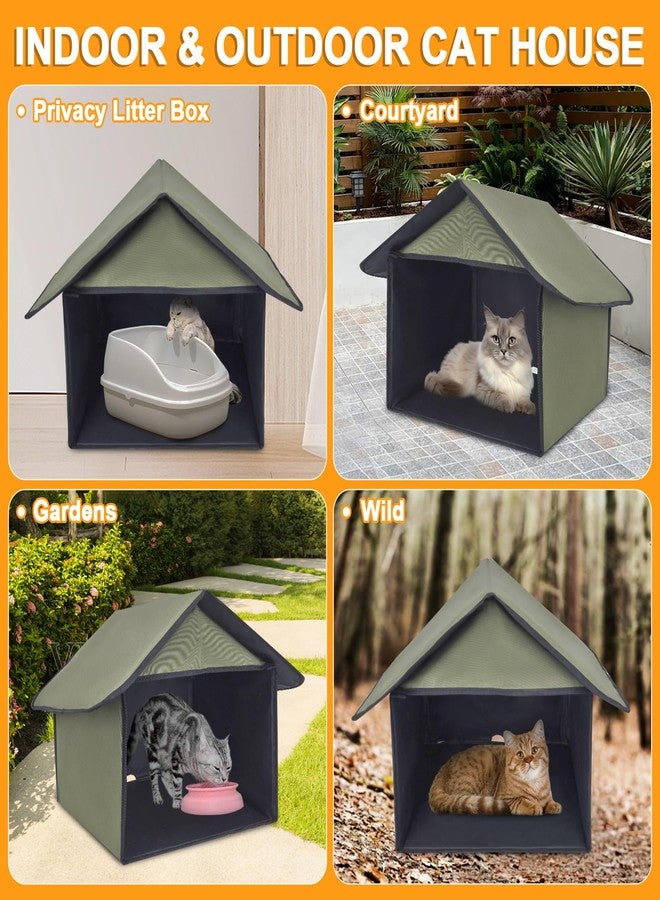 Soekoa Outdoor Cat Feeding Station, Stray Cat Shelter, Cat Shelter Outdoor for Food and Wate, Waterproof Pet Shelter for Cats Birds, Rabbits and Small Dog (Camouflage, 17 in) - Image 4